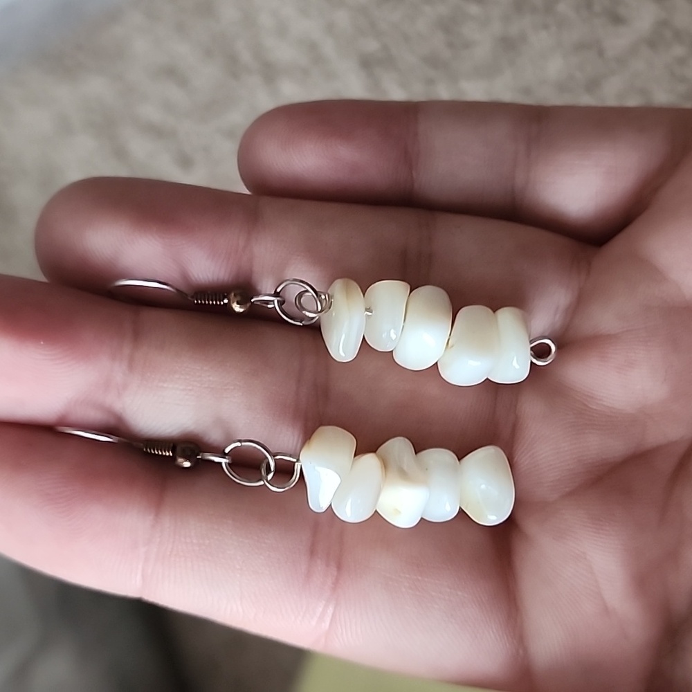 Elegant Cream Dangle Earrings
